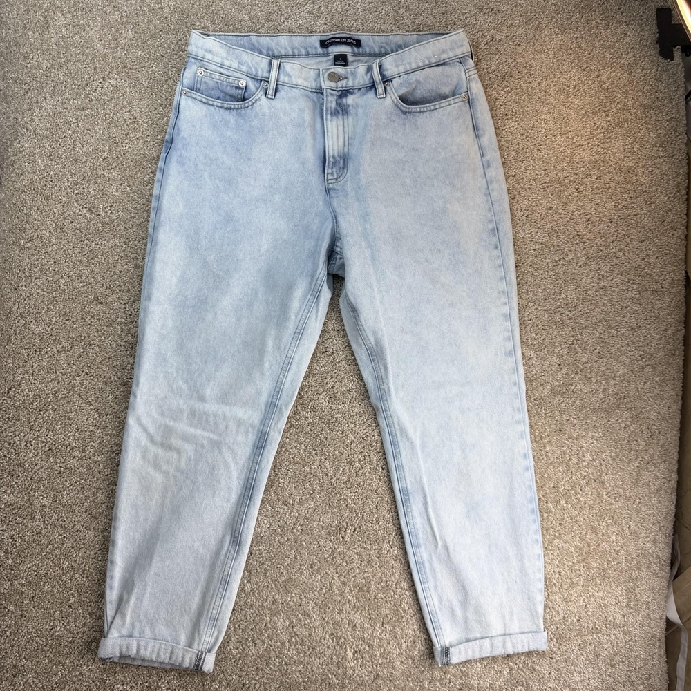 Calvin Klein Mid Rise Slim Boyfriend Jeans Womens 31 Light Wash Blue Denim Pants